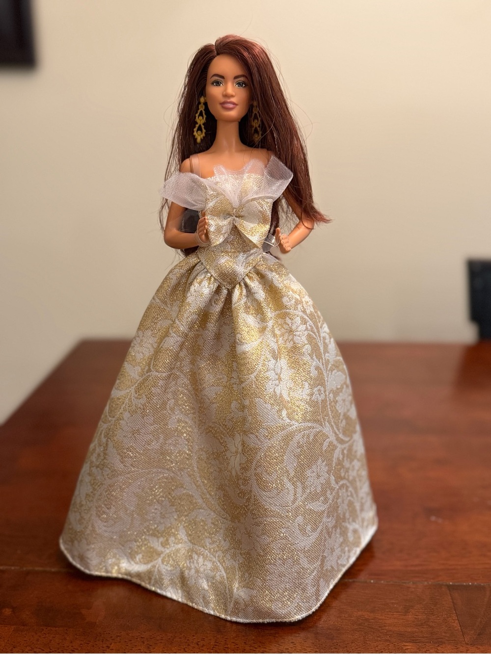 2025 holiday Barbie Gold and White Formal Barbie Doll